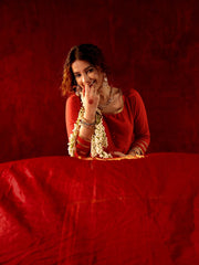 Ruhani Laal Cotton Anarkali Suit Set