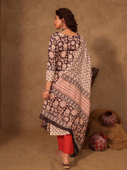 Sunaina Floral Hand Block Cotton Straight Kurta Set