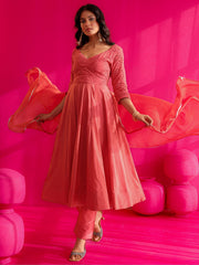Samaira Peach Cotton Anarkali Suit Set