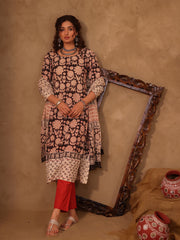 Sunaina Floral Hand Block Cotton Straight Kurta Set