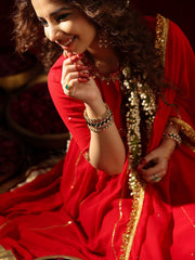 Sindoor Red Zardozi Hand Embroidery Anarkali Suit Set