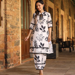 Black and White floral Maslin Co Ord Set