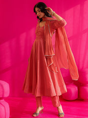 Samaira Peach Cotton Anarkali Suit Set