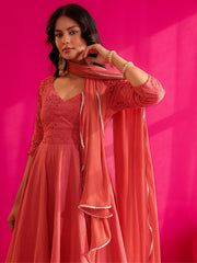 Samaira Peach Cotton Anarkali Suit Set