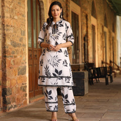 Black and White floral Maslin Co Ord Set