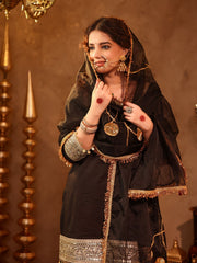 Asheera Black Gota Work Cotton Sharara Set