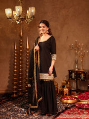 Asheera Black Gota Work Cotton Sharara Set