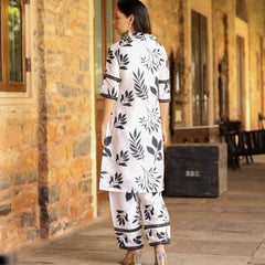 Black and White floral Maslin Co Ord Set