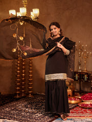 Asheera Black Gota Work Cotton Sharara Set