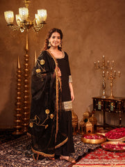 Asheera Black Gota Work Cotton Sharara Set