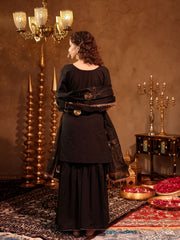 Asheera Black Gota Work Cotton Sharara Set