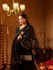 Asheera Black Gota Work Cotton Sharara Set