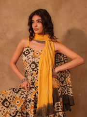 Aayana Geometric Chakra Hand Block Print Cotton Anarkali Set