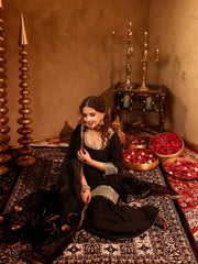 Asheera Black Gota Work Cotton Sharara Set