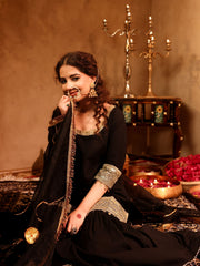 Asheera Black Gota Work Cotton Sharara Set