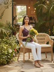 Purple Pure Cotton Hand Block Printed Top