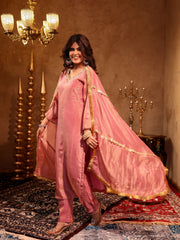 Ihita Pink Silk Hand Embroidery Suit Set