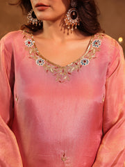 Ihita Pink Silk Hand Embroidery Suit Set