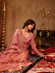 Ihita Pink Silk Hand Embroidery Suit Set