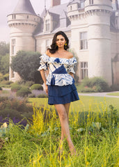 Asheera Blue Tie Dye Top with Short Skirt