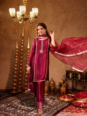 Adweta Violet Silk Zardozi Suit Set