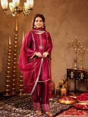 Adweta Violet Silk Zardozi Suit Set