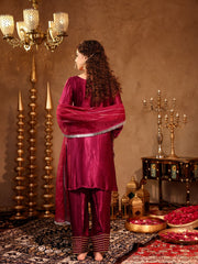 Adweta Violet Silk Zardozi Suit Set