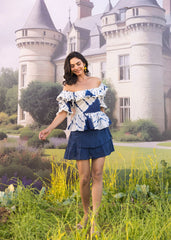 Asheera Blue Tie Dye Top with Short Skirt