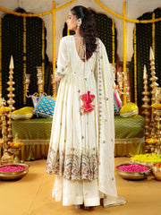 Ivory Tissue Heavy Embroidered Anarkali Suit Set