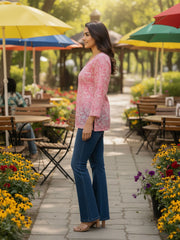 Nikita Hand block Pink Kurti