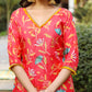 Neera Orange Maslin Hand Embroidered Suit Set