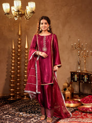 Adweta Violet Silk Zardozi Suit Set