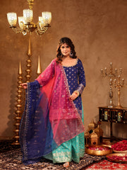 Shivanya Blue Silk Sharara Set