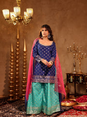 Shivanya Blue Silk Sharara Set