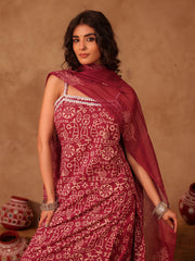 Wine Tribal Hand Block Print Cotton Straight Kurta Set