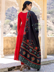 Namya Red Mul Cotton Anarkali Suit Set