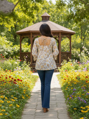 White Hand block Print Kurti