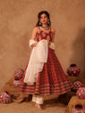 Rust Red Floral Boota Cotton Anarkali Set