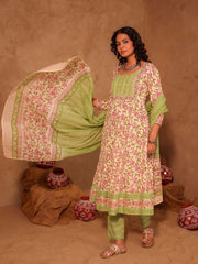 Gulbahar Hand Block Print Cotton Anarkali Set
