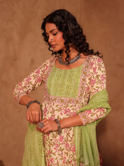Gulbahar Hand Block Print Cotton Anarkali Set