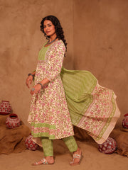 Gulbahar Hand Block Print Cotton Anarkali Set