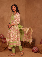 Gulbahar Hand Block Print Cotton Anarkali Set