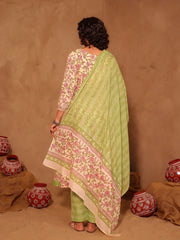 Gulbahar Hand Block Print Cotton Anarkali Set