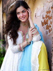 Mishri White Georgette Embroidered Farsi Suit Set