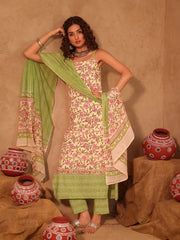 Saloni Floral Hand Block Print Cotton Kurta Set