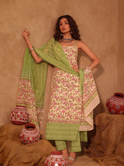 Saloni Floral Hand Block Print Cotton Kurta Set