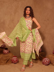 Saloni Floral Hand Block Print Cotton Kurta Set