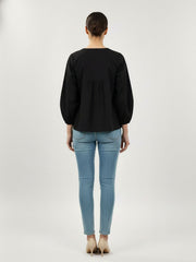 Black Cotton Ajrak Top