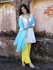 Mishri White Georgette Embroidered Farsi Suit Set