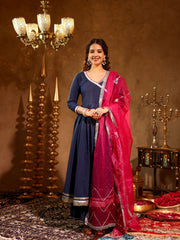 Rajni Blue Cotton Angrakha Suit Set